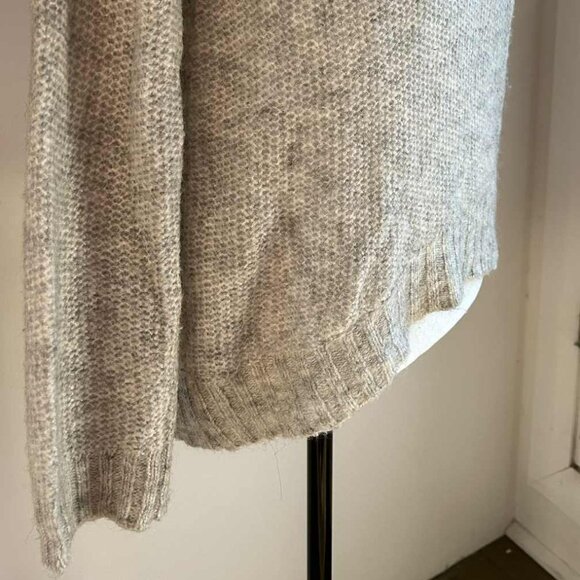 Miiyu by Simons Heather Grey Mohair-Blend Lace Shoulder High-Low Sweater - US S - Picture 2 of 10